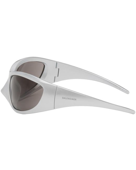 Balenciaga White Silver Skin Xxl Cat Sunglasses for men