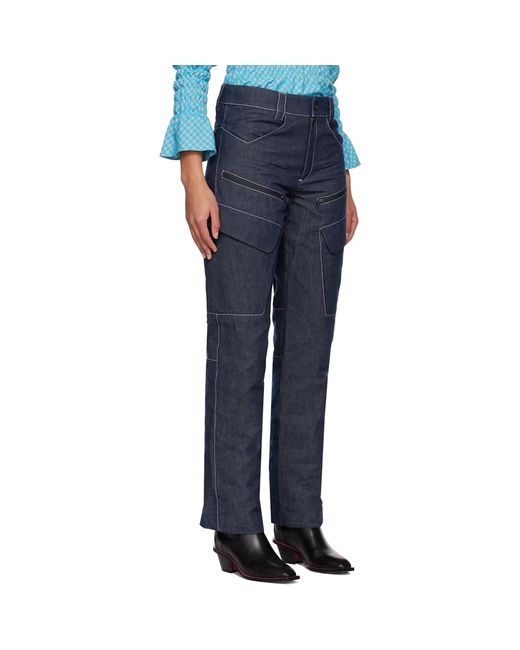 Paria Farzaneh Blue Contrast Stitch Jeans