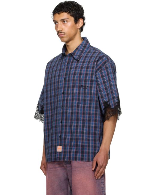 Surchemise Bleu Marine À Garnitures En Dentelle Exclusive À Ssense Martine Rose pour homme en coloris Blue