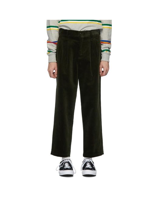 Noah NYC Green Corduroy Double-pleat Trousers for men