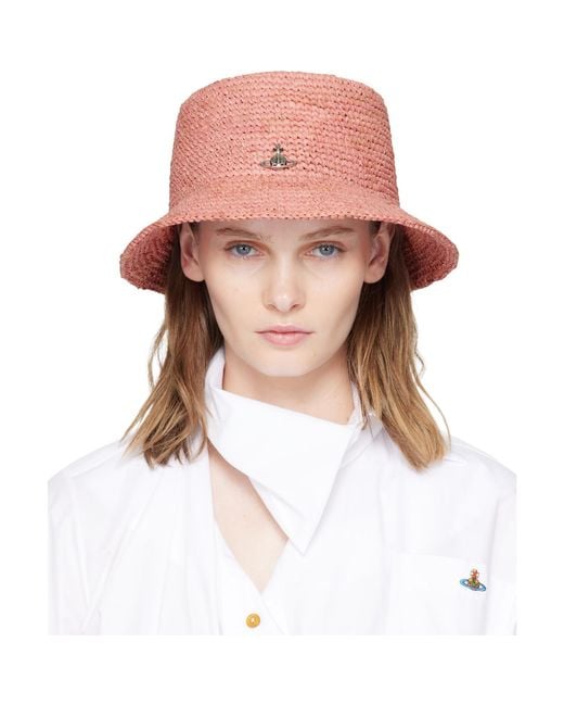Vivienne Westwood Pink Raffia Bucket Hat