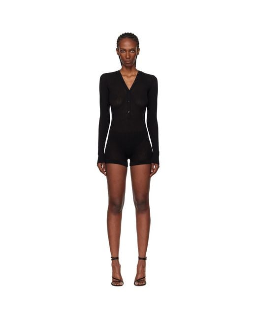 Mugler Black Knit Cotton Bodyshort