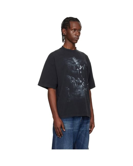 Vetements Blue Jesus On A Cross Distressed T-Shirt for men