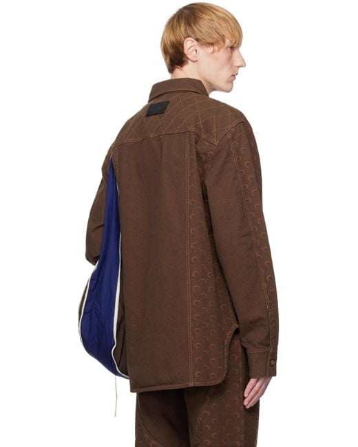 メンズ MARINE SERRE ブラウン Moon Jacquard ツイル オーバーシャツ Brown