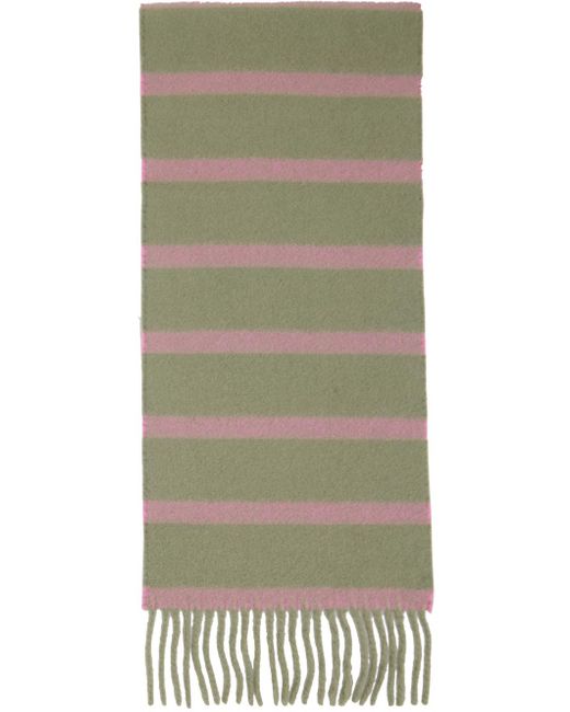 Acne Green & Pink Striped Scarf