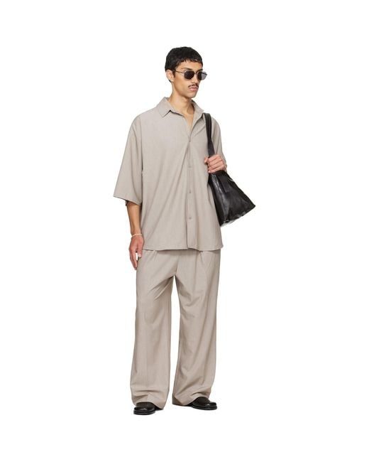 Fear Of God Gray Pleat Front Drawstring Trousers for men