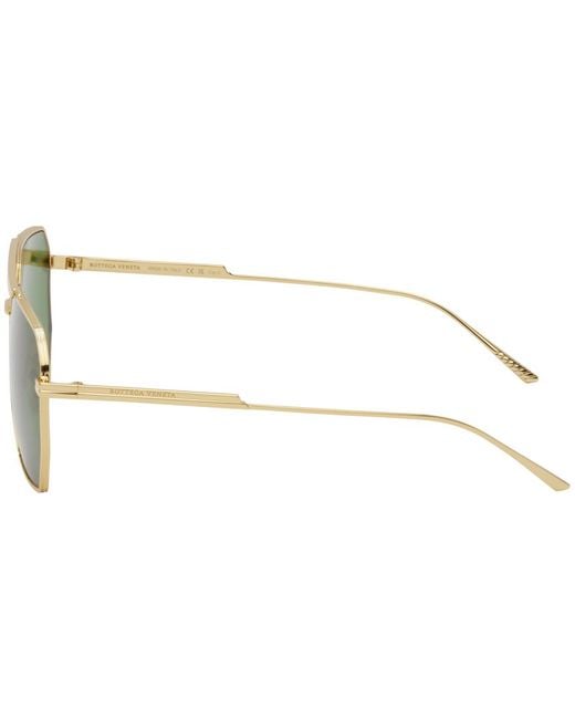 Bottega Veneta Black Gold Bond Metal Half-rim Aviator Sunglasses