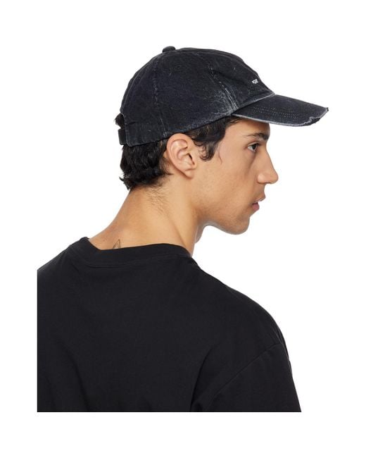 Song For The Mute Black Overdyed Denim Cap for men