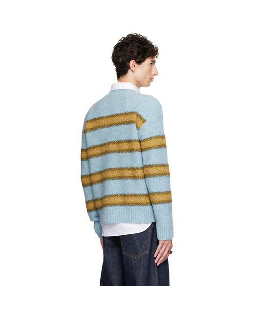 Dries Van Noten Blue Jacquard Wool Sweater for men