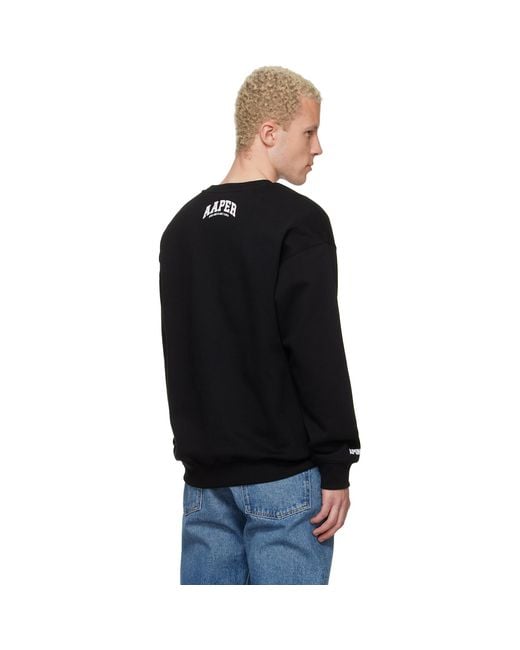 Aape By A Bathing Ape Black 'Aaper' Crew Neck Sweatshirt for men