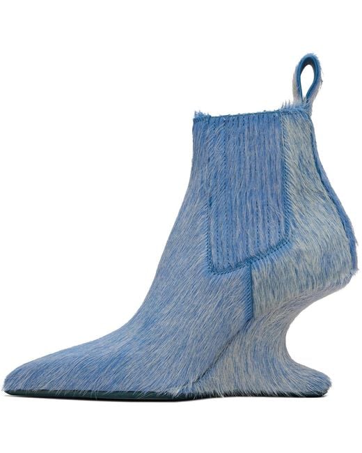 Rick Owens Blue Cantilever 8 Sharp Ankle Boots
