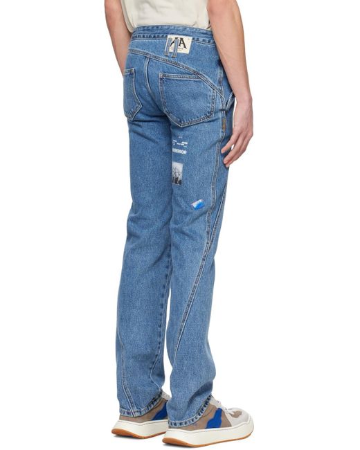 Adererror Blue Paneled Jeans for men