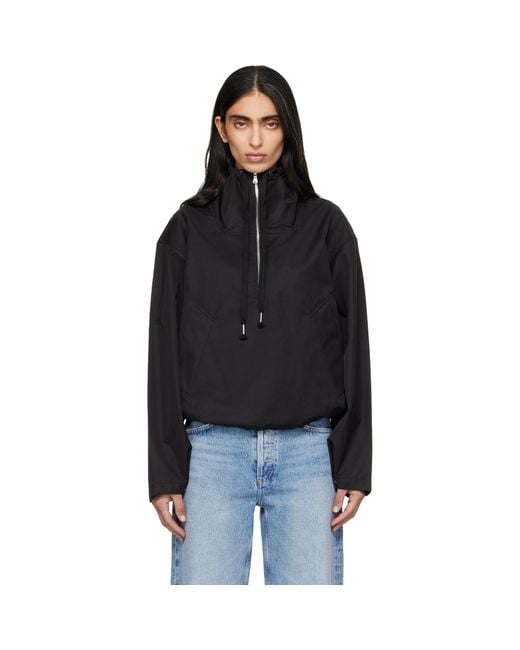 Agolde Black Lydia Nylon Popover Anorak
