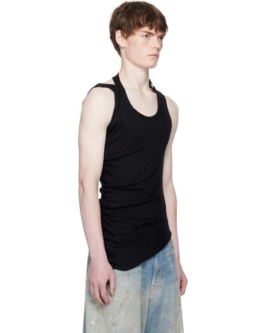 Jean Paul Gaultier Twisted Double Layered Tank Top in Black for