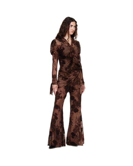Anna Sui Brown Dahlia Tulle Lounge Pants