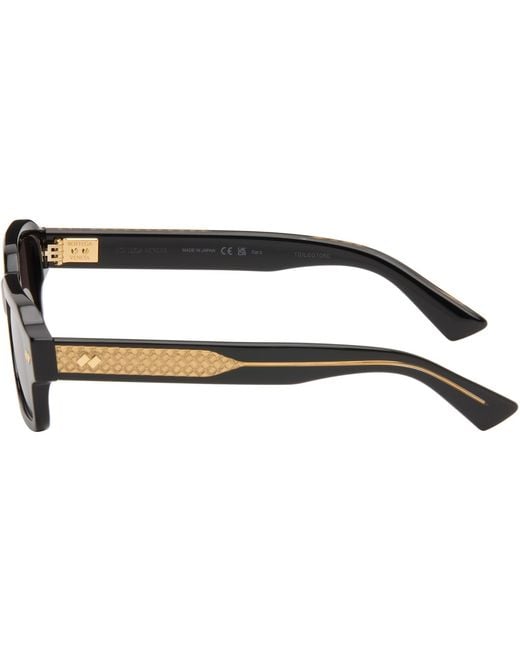Bottega Veneta Black Intrecciato Rectangular Sunglasses for men