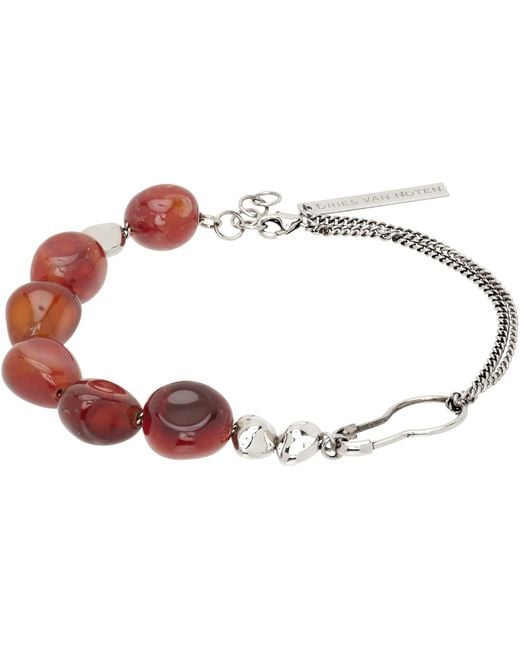 Dries Van Noten Black Beaded Stone Bracelet for men