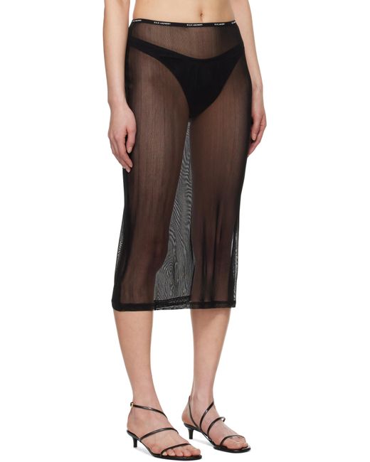 SILK LAUNDRY ブラック メッシュ ミディアムスカート Black
