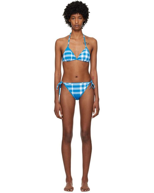 Burberry Blue Check Bikini in Black | Lyst