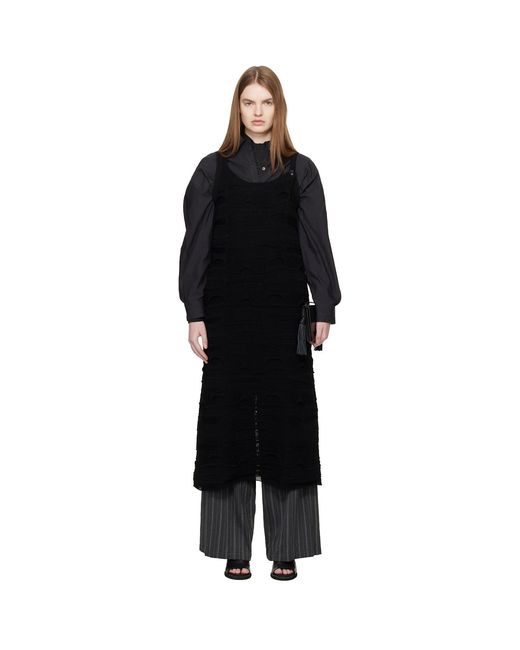 Y's Yohji Yamamoto Black Solid Knit Arranged Strap Midi Dress