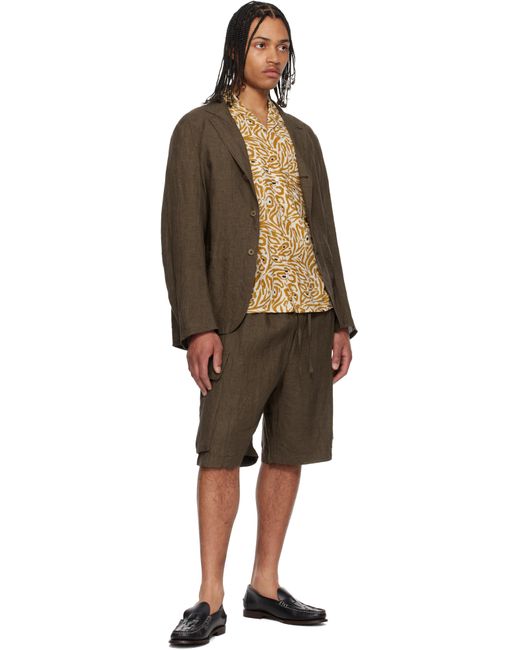 Kaptain Sunshine Brown Drawstring Cargo Shorts for men