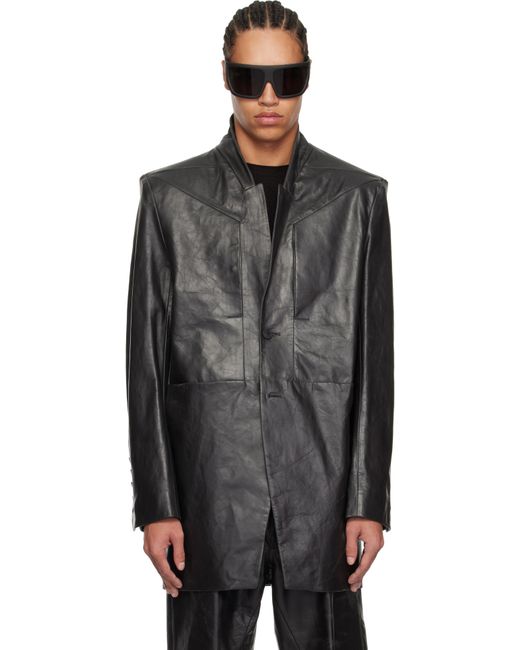 メンズ Rick Owens ブラック Hollywood Lido レザージャケット Black