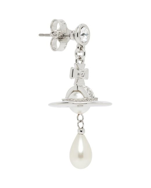 Vivienne Westwood Metallic Pearl Drop Single Earring for men