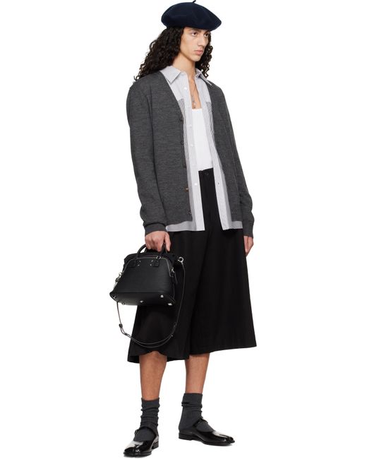 メンズ Maison Margiela グレー エルボーパッチ カーディガン Black