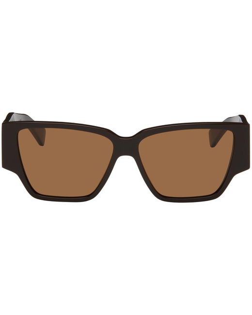 Bottega Veneta Black Brown Bold Triangle Stud Squared Sunglasses