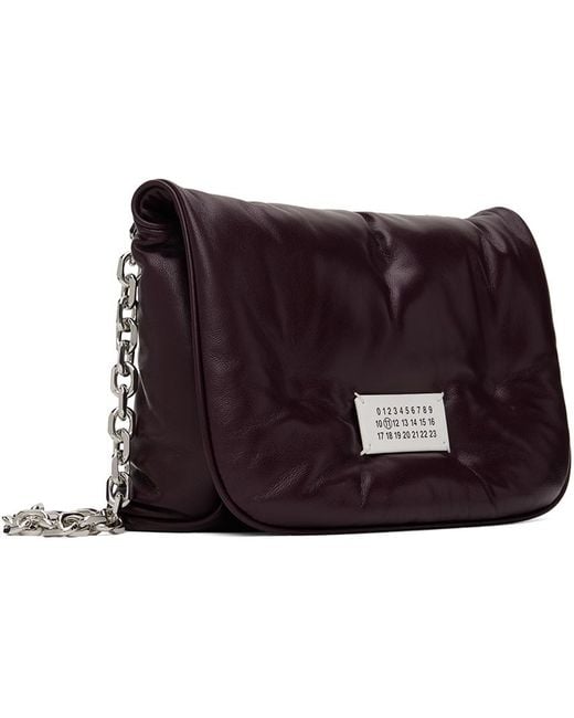 Maison Margiela Black Burgundy Small Glam Slam Flap Bag