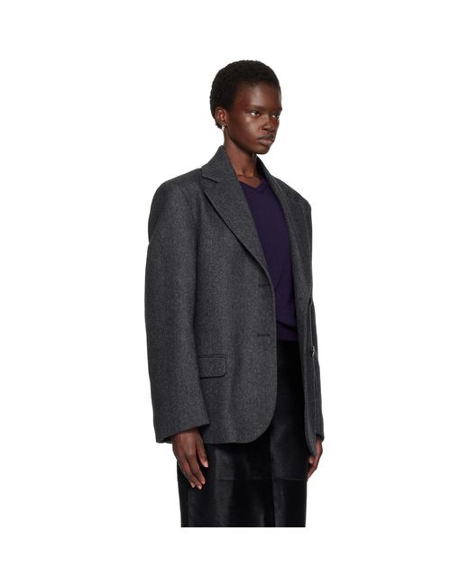 Rohe Blue Double-Breasted Herringbone Blazer
