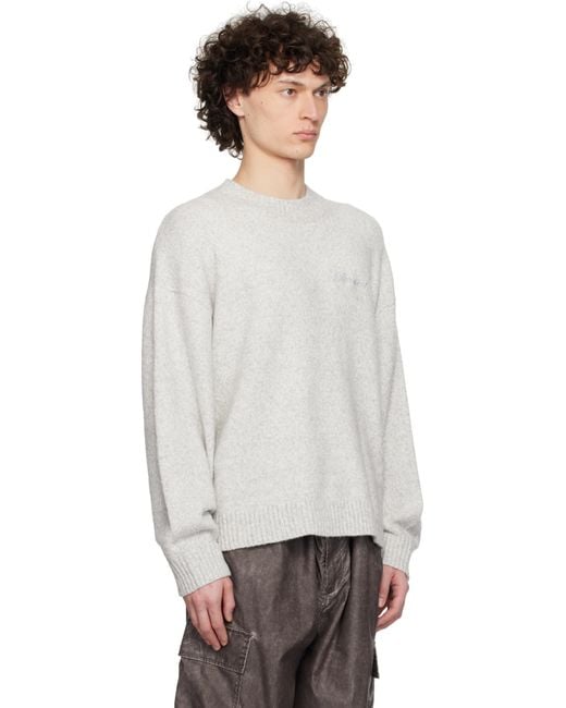 メンズ Represent グレー メランジニット プルオーバー White