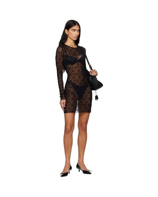 MARINE SERRE Black Moonogram Mesh Flock Minidress