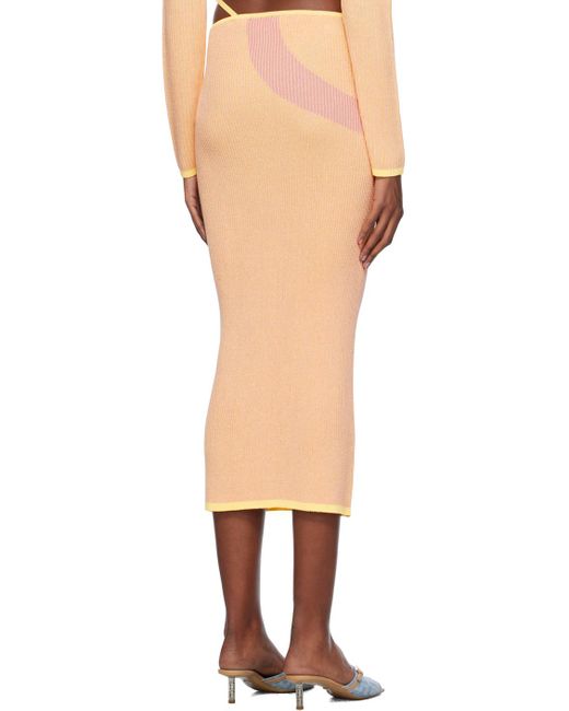 Gcds Natural Pink Comma Midi Skirt