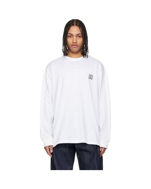 Wooyoungmi White Long Sleeve Logo T-Shirt for men