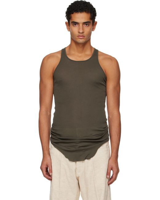 Rick Owens メンズ ブラック カーキ Concordians Basic リブタンク