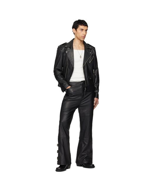 Deadwood Black River Leather Biker Jacket for men