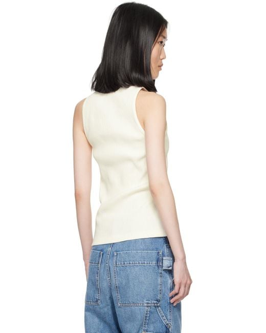 Débardeur blanc cassé en jersey côtelé Bottega Veneta en coloris Multicolor