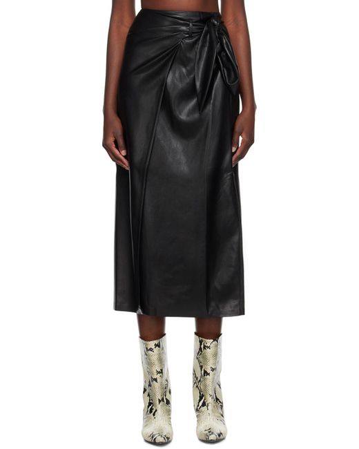Nanushka Black Amas Vegan Leather Midi Skirt