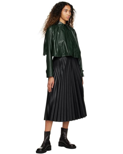MM6 by Maison Martin Margiela Black High-rise Pleated Midi Skirt