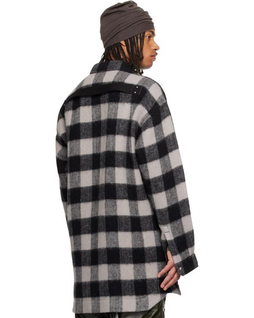 Rick Owens Plaid Wool Outershirt in Black for Men | Lyst