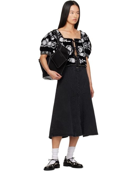 Sea Black Cornelia Denim Midi Skirt