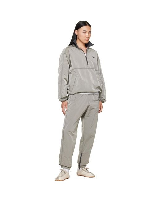 DIESEL Gray Crinkle Effect Nylon Trousers for men