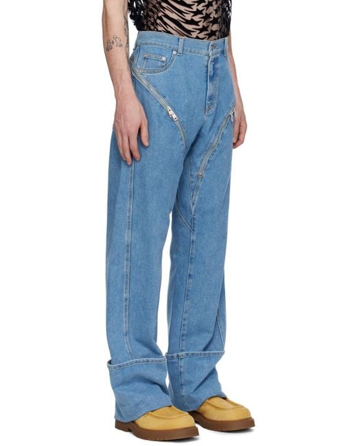 Mugler Blue Zip Jeans for men