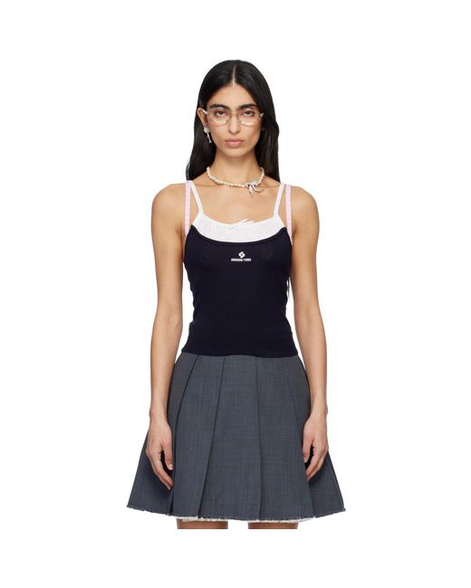 ShuShu/Tong Black Patchwork Knit Sling Camisole