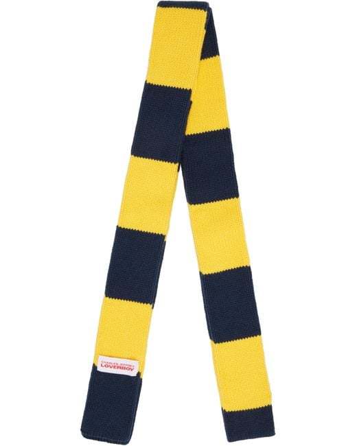 Écharpe Mince Jaune Et Bleu Marine À Rayures Charles Jeffrey pour homme en coloris Yellow