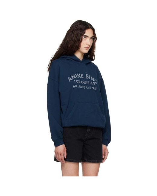 Anine Bing Blue Harvey 'Melrose' Stencil Hoodie