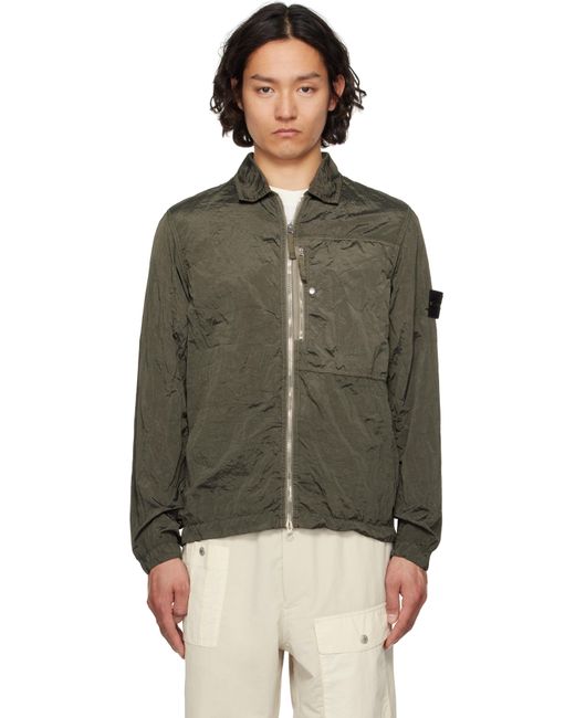 メンズ Stone Island カーキ Econyl Nylon Metal ジャケット Black