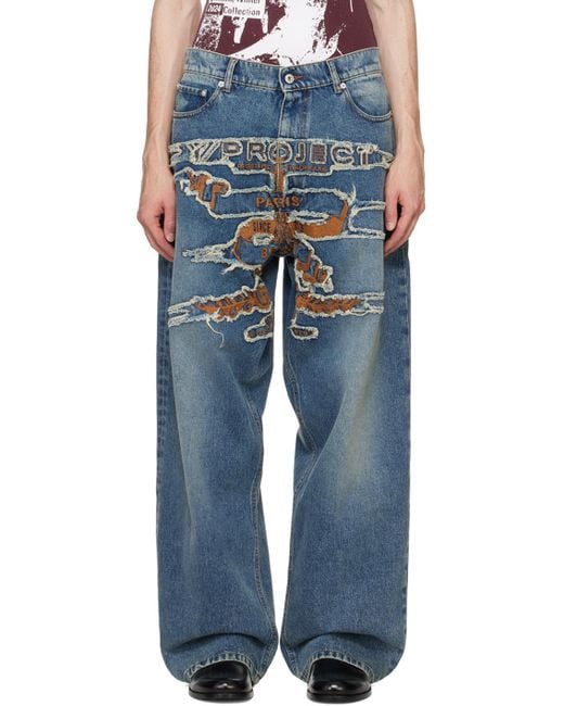 Y. Project Paris' Best Patch Jeans in Blue for Men | Lyst UK