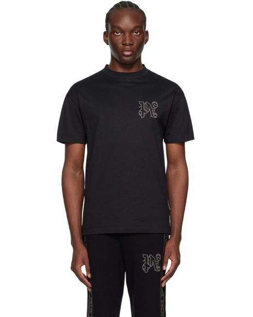 Palm Angels Black Monogram Stud T-shirt for men